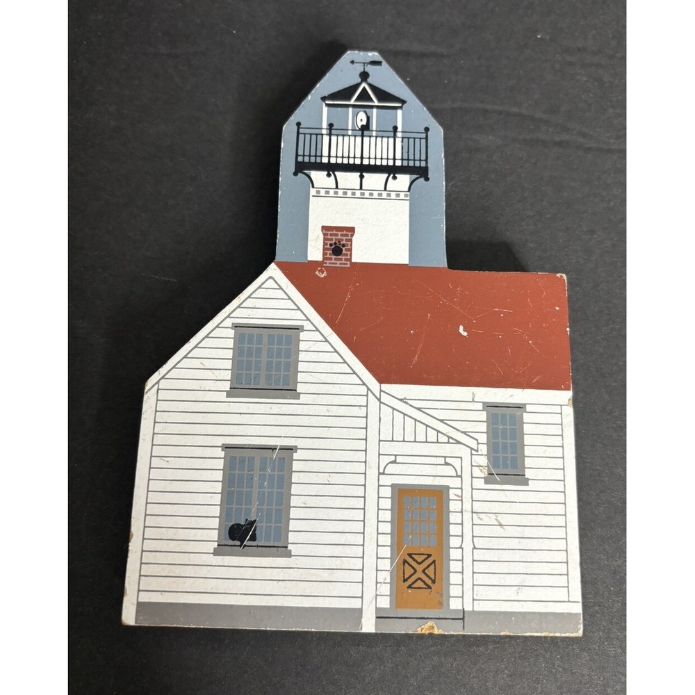 3 Cats Meow Lighthouses West Chop East Brother Chicamacomico Wooden Shelf Sitter - Picture 2 of 15